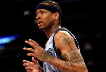 LOS ANGELES, CA - NOVEMBER 06:  Allen Iverson #3 of the Memphis Grizzlies on the court against the Los Angeles Lakers on November 6, 2009 at Staples Center in Los Angeles, California. The Lakers won 114-98. NOTE TO USER: User expressly acknowledges and agrees that, by downloading and/or using this Photograph, user is consenting to the terms and conditions of the Getty Images License Agreement.  (Photo by Stephen Dunn/Getty Images)