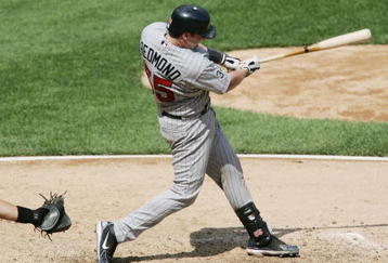 CHICAGO - JULY 26:  Mike Redmond #55 of the Minnesota Twins bats against the Chicago White Sox on July 26, 2006 at U.S. Cellular Field in Chicago, Illinois. The Twins defeated the White Sox 7-4. (Photo by Jonathan Daniel/Getty Images) 