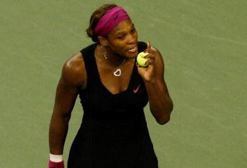 NEW YORK - SEPTEMBER 12:  Serena Williams argues a call by the line judge which led to her disqualification for a conduct violation during the Women's Singles Semifinal match against Kim Clijsters of Belgium on day thirteen of the 2009 U.S. Open at the USTA Billie Jean King National Tennis Center on September 12, 2009 in the Flushing neighborhood of the Queens borough of New York City.  Clijsters defeated Williams 6-4, 7-5. (Photo by Jared Wickerham/Getty Images)
