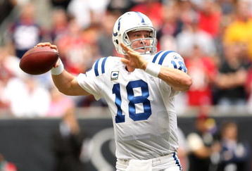 HOUSTON - NOVEMBER 29:  Quarterback Peyton Manning #18 of the Indianapolis Colts throws a pass in the game against the Houston Texans on November 29, 2009  at Reliant Stadium in Houston, Texas. The Colts won 35-27.  (Photo by Stephen Dunn/Getty Images)