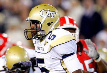 ATLANTA - NOVEMBER 28:  Stephen Hill #5 of the Georgia Tech Yellow Jackets against the Georgia Bulldogs at Bobby Dodd Stadium on November 28, 2009 in Atlanta, Georgia.  (Photo by Kevin C. Cox/Getty Images)