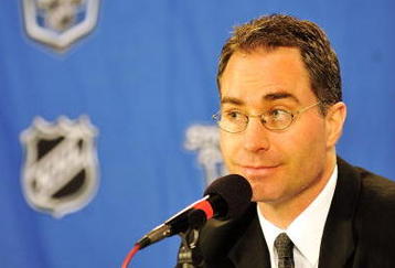 PITTSBURGH - APRIL 17:  Head coach John Stevens of the Philadelphia Flyers answers reporters' questions at the post game press conference after Game Two of the Eastern Conference Quarterfinals of the 2009 Stanley Cup Playoffs against the Pittsburgh Penguins on April 17, 2009 at Mellon Arena in Pittsburgh, Pennsylvania.  (Photo by Jamie Sabau/Getty Images)