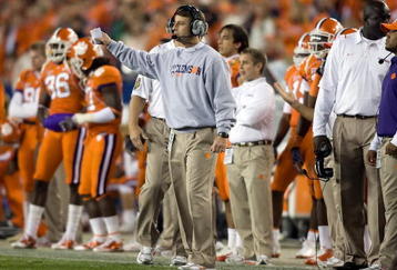 TAMPA - DECEMBER 05:  Head coach Dabo Swinney of the Clemson Tigers directs his team against the Georgia Tech Yellow Jackets in the 2009 ACC Football Championship game at Raymond James Stadium on December 5, 2009 in Tampa, Florida.  (Photo by J. Meric/Getty Images)