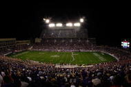 FORT WORTH, TX - NOVEMBER 14: An overhead view of the Utah Utes and the TCU Horned Frogs at Amon G. Carter Stadium on November 14, 2009 in Fort Worth, Texas. (Photo by Ronald Martinez/Getty Images)
