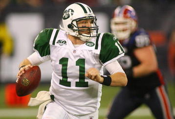 TORONTO - DECEMBER 3: Kellen Clemens #11 of the New York Jets rolls out to pass against the Buffalo Bills at Rogers Centre on December 3, 2009 in Toronto, Canada. The Jets won 19-16.  (Photo by Rick Stewart/Getty Images)