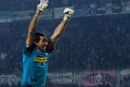 TURIN, ITALY - DECEMBER 05: Gianluigi Buffon of Juventus FC celebrates victory after the Serie A match between Juventus and Inter Milan at Olimpico Stadium on December 5, 2009 in Turin, Italy. (Photo by Valerio Pennicino/Getty Images)