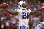 SAN FRANCISCO - NOVEMBER 08: Chris Johnson #28 of the Tennessee Titans celebrates after he scored a touchdown against the San Francisco 49ers at Candlestick Park on November 8, 2009 in San Francisco, California. (Photo by Ezra Shaw/Getty Images)