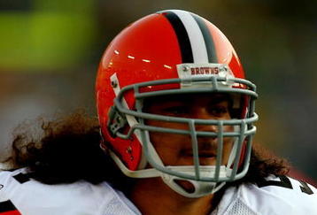 GREEN BAY, WI - AUGUST 15:  David Veikune #57 of the Cleveland Browns looks looks onl against the Green Bay Packers during the preseason game at Lambeau Field on August 15, 2009 in Green Bay, Wisconsin.  (Photo by Jonathan Daniel/Getty Images)