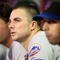 PHOENIX - AUGUST 10:  (L-R) Jeff Francoeur #12, David Wright #5 and Alex Cora #3 of the New York Mets watch from the dugout during the major league baseball game against the Arizona Diamondbacks at Chase Field on August 10, 2009 in Phoenix, Arizona. The Diamondbacks defeated the Mets 7-4.  (Photo by Christian Petersen/Getty Images)