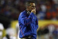 ATLANTA - DECEMBER 5:  Head coach Urban Meyer of the Florida Gators reacts after the Alabama Crimson Tide scored a touchdown in the first quarter during the SEC Championship game at Georgia Dome on December 5, 2009 in Atlanta, Georgia.  (Photo by Chris Graythen/Getty Images)