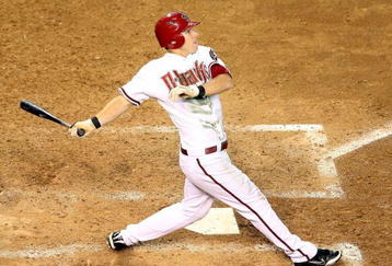 PHOENIX - AUGUST 12:  Trent Oeltjen #16 of the Arizona Diamondbacks bats against the New York Mets during the major league baseball game at Chase Field on August 12, 2009 in Phoenix, Arizona. The Mets defeated the Diamondbacks 6-4. (Photo by Christian Petersen/Getty Images)