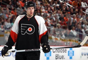 PHILADELPHIA - DECEMBER 03:  Braydon Coburn #5 of the Philadelphia Flyers skates against the Vancouver Canucks on December 3, 2009 at Wachovia Center in Philadelphia, Pennsylvania.  (Photo by Jim McIsaac/Getty Images)