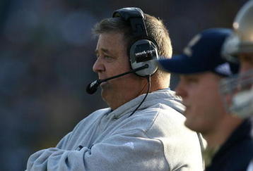 SOUTH BEND, IN - NOVEMBER 21: Head coach Charlie Weis of the Notre Dame Fighting Irish watches as his team takes on the Univeristy of Connecticut Huskies at Notre Dame Stadium on November 21, 2009 in South Bend, Indiana. (Photo by Jonathan Daniel/Getty Images)
