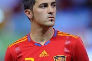 MADRID, SPAIN - NOVEMBER 14:  David Villa of Spain lines-up before the International friendly match between Argentina and Spain at the Vicente Calderon stadium on November 14, 2009 in Madrid, Spain.  (Photo by Denis Doyle/Getty Images)