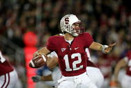 PALO ALTO, CA - NOVEMBER 28:  Andrew Luck #12 of the Stanford Cardinal throws the ball during their game against the Notre Dame Fighting Irish at Stanford Stadium on November 28, 2009 in Palo Alto, California.  (Photo by Ezra Shaw/Getty Images)