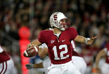 PALO ALTO, CA - NOVEMBER 28:  Andrew Luck #12 of the Stanford Cardinal throws the ball during their game against the Notre Dame Fighting Irish at Stanford Stadium on November 28, 2009 in Palo Alto, California.  (Photo by Ezra Shaw/Getty Images)