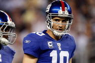 ARLINGTON, TX - SEPTEMBER 20:  Quarterback Eli Manning #10 of the New York Giants during play against the Dallas Cowboys at Cowboys Stadium on September 20, 2009 in Arlington, Texas.  (Photo by Ronald Martinez/Getty Images)