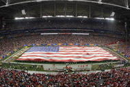 GLENDALE, AZ - JANUARY 05:  The National Anthem is performed before the Tostitos Fiesta Bowl Game between the Texas Longhorns and the Ohio State Buckeyes on January 5, 2009 at University of Phoenix Stadium in Glendale, Arizona.  The Longhorns defeated the Buckeyes 24-21. (Photo by Doug Pensinger/Getty Images)