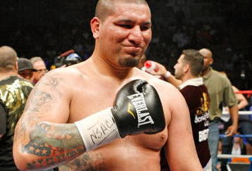 LAS VEGAS - APRIL 11:  Chris Arreola celebrates after knocking out Jameel McCline in the fourth round of their heavyweight bout at the Mandalay Bay Events Center April 11, 2009 in Las Vegas, Nevada.  (Photo by Ethan Miller/Getty Images)