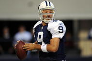 ARLINGTON, TX - NOVEMBER 26: Quarterback Tony Romo #9 of the Dallas Cowboys at Cowboys Stadium on November 26, 2009 in Arlington, Texas. (Photo by Ronald Martinez/Getty Images)