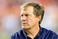 LANDOVER, MD - AUGUST 28:  Head coach Bill Belichick of the New England Patriots watches warm ups before the preseason game against the Washington Redskins at FedExField on August 28, 2009 in Landover, Maryland.  (Photo by Greg Fiume/Getty Images)