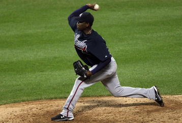 NEW YORK - AUGUST 19:  Rafael Soriano #39 of the Atlanta Braves pitches against the New York Mets on August 19, 2009 at Citi Field in the Flushing neighborhood of the Queens borough of New York City.  (Photo by Jim McIsaac/Getty Images)
