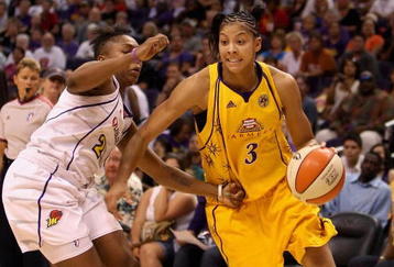 PHOENIX - SEPTEMBER 25:  Candace Parker #3 of the Los Angeles Sparks drives the ball past Cappie Pondexter #23 of the Phoenix Mercury in Game Two of the Western Conference Finals during the 2009 WNBA Playoffs at US Airways Center on August 21, 2009 in Phoenix, Arizona. The Sparks defeated the Mercury 87-76.  NOTE TO USER: User expressly acknowledges and agrees that, by downloading and or using this photograph, User is consenting to the terms and conditions of the Getty Images License Agreement.  (Photo by Christian Petersen/Getty Images)
