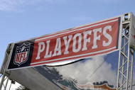 MIAMI, FL - JANUARY 4: An NFL playoff banner is on display as the Miami Dolphins host the Baltimore Ravens in an NFL Wildcard Playoff Game at Dolphins Stadium on January 4, 2009 in Miami, Florida. (Photo by Al Messerschmidt/Getty Images)