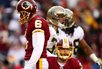 LANDOVER, MD - DECEMBER 06:  Shaun Suisham #6 of the Washington Redskins reacts after missing a field goal putting the game into overtime against the New Orleans Saints on December 6, 2009 at FedExField in Landover, Maryland.  (Photo by Chris McGrath/Getty Images)