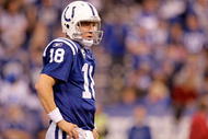 INDIANAPOLIS - DECEMBER 06: Peyton Manning #18 of the Indianapolis Colts is pictured during the NFL game against the Tennessee Titans at Lucas Oil Stadium on December 6, 2009 in Indianapolis, Indiana. (Photo by Andy Lyons/Getty Images)
