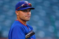 ANAHEIM, CA - SEPTEMBER 29:  Ivan Rodriguez #7 of the Texas Rangers takes batting practice prior to the game against the Los Angeles Angels of Anaheim at Angel Stadium on September 29, 2009 in Anaheim, California.  (Photo by Jeff Gross/Getty Images)