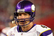 GLENDALE, AZ - DECEMBER 06: Quarterback Brett Favre #4 of the Minnesota Vikings walks off the field following the NFL game against the Arizona Cardinals at the Universtity of Phoenix Stadium on December 6, 2009 in Glendale, Arizona. The Cardinals defeated the Vikings 30-17. (Photo by Christian Petersen/Getty Images)