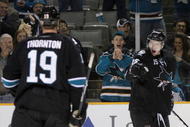SAN JOSE, CA - DECEMBER 03: Dany Heatley #15 of the San Jose Sharks celebrates after scoring a goal in the first period of their game against the St. Louis Blues at HP Pavilion on December 3, 2009 in San Jose, California. (Photo by Ezra Shaw/Getty Images)