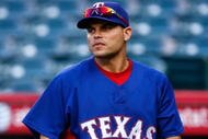 ANAHEIM, CA - SEPTEMBER 29: Ivan Rodriguez #7 of the Texas Rangers takes batting practice prior to the game against the Los Angeles Angels of Anaheim at Angel Stadium on September 29, 2009 in Anaheim, California. (Photo by Jeff Gross/Getty Images)