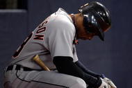 MINNEAPOLIS - OCTOBER 06: Curtis Granderson #28 of the Detroit Tigers waits in the on deck circle during the American League Tiebreaker game against the Minnesota Twins on October 6, 2009 at Hubert H. Humphrey Metrodome in Minneapolis, Minnesota. (Photo by Jamie Squire/Getty Images)