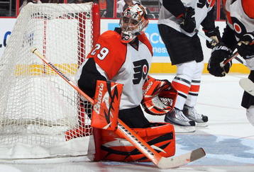 PHILADELPHIA - NOVEMBER 14:  Ray Emery #29 of the Philadelphia Flyers skates against the Buffalo Sabres on November 14, 2009 at Wachovia Center in Philadelphia, Pennsylvania.  (Photo by Jim McIsaac/Getty Images)