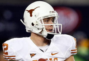 ARLINGTON, TX - DECEMBER 05:  Quarterback Colt McCoy #12 of the Texas Longhorns at Cowboys Stadium on December 5, 2009 in Arlington, Texas.  (Photo by Ronald Martinez/Getty Images)