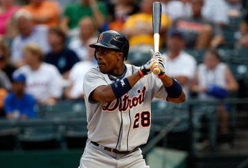 ARLINGTON, TX - JULY 27:  Center fielder Curtis Granderson #28 of the Detroit Tigers on July 27, 2009 at Rangers Ballpark in Arlington, Texas.  (Photo by Ronald Martinez/Getty Images)
