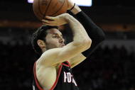 HOUSTON - APRIL 24: Guard Rudy Fernandez #5 of the Portland Trail Blazers during play against the Houston Rockets in Game Three of the Western Conference Quarterfinals during the 2009 NBA Playoffs at Toyota Center on April 24, 2009 in Houston, Texas. NOTE TO USER: User expressly acknowledges and agrees that, by downloading and or using this photograph, User is consenting to the terms and conditions of the Getty Images License Agreement. (Photo by Ronald Martinez/Getty Images)