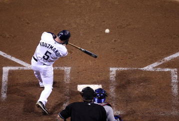 SAN DIEGO, CA - SEPTEMBER 30:  Kevin Kouzmanoff #5 of the San Diego Paders bats during the bottom of the third inning of the MLB game between the Los Angeles Dodger and the San Diego Padres at Petco Park on September 30, 2009 in San Diego, California. (Photo by Donald Miralle/Getty Images)