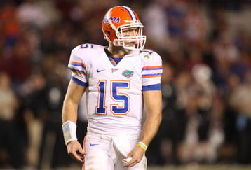 COLUMBIA, SC - NOVEMBER 14:  Tim Tebow #15 of the Florida Gators looks on during the game against the South Carolina Gamecocks at Williams-Brice Stadium on November 14, 2009 in Columbia, South Carolina. (Photo by Streeter Lecka/Getty Images)