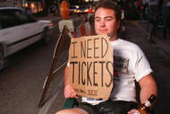 27 Jan 1995: ED TESTA OF GARFIELD HEIGHTS, OHIO ATTEMPTS TO BUY TICKETS FOR SUPERBOWL XXIX WHILE SITTING AT A BAR ON THE STRAND AT SOUTH BEACH IN MIAMI, FLORIDA. TESTA WAS WILLING TO PAY UP TO $8OO A PIECE FOR TICKETS.