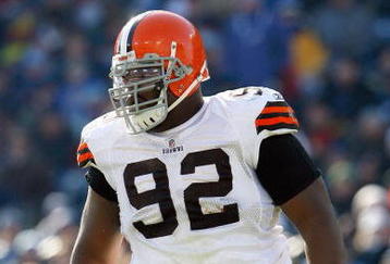 NASHVILLE, TN - DECEMBER 7:   Shaun Rogers #92 of the Cleveland Browns walks on the field during the game against the Tennessee Titans on December 7, 2008 at LP Field in Nashville, Tennessee.  (Photo by Kevin C. Cox/Getty Images)