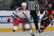 UNIONDALE, NY - OCTOBER 28: Brandon Dubinsky #17 of the New York Rangers skates against the New York Islanders at the Nassau Coliseum on October 28, 2009 in Uniondale, New York. (Photo by Bruce Bennett/Getty Images)