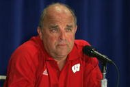 ORLANDO, FL - JANUARY 2: Head coach Barry Alvarez of the Wisconsin Badgers talks to the press after winning the Capital One Bowl against the Auburn Tigers at the Florida Citrus Bowl on January 2, 2006 in Orlando, Florida. (Photo by Doug Benc/Getty Images)