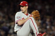 NEW YORK - OCTOBER 28:  Cliff Lee #34 of the Philadelphia Phillies throws a pitch against the New York Yankees in Game One of the 2009 MLB World Series at Yankee Stadium on October 28, 2009 in the Bronx borough of New York City.  (Photo by Jim McIsaac/Getty Images)