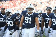 STATE COLLEGE, PA - NOVEMBER 7: Defensive tackle Jared Odrick #91 of the Penn State Nittany Lions walks off the field after warm-ups  before a game against the Ohio State Buckeyes on November 7, 2009 at Beaver Stadium in State College, Pennsylvania. Ohio State won 24-7. (Photo by Hunter Martin/Getty Images)