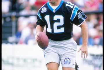 12 Apr 1997:   Quarterback Kerry Collins of the Carolina Panthers prepares to throw the ball at the Disney''s Wide World of Sports Quarterback Challenge in Orlando, Florida.  Mandatory Credit: Scott Halleran  /Allsport