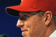 PHILADELPHIA - DECEMBER 16: Pitcher Roy Halladay of the Philadelphia Phillies answers questions from the media after signing with the team on December 16, 2009 at Citizens Bank Park in Philadelphia, Pennsylvania. (Photo by Drew Hallowell/Getty Images)