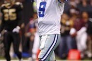 NEW ORLEANS - DECEMBER 19: Quarterback Tony Romo #9 of the Dallas Cowboys celebrates a touchdown in the second half against the New Orleans Saints at the Louisiana Superdome on December 19, 2009 in New Orleans, Louisiana. (Photo by Scott Halleran/Getty Images)